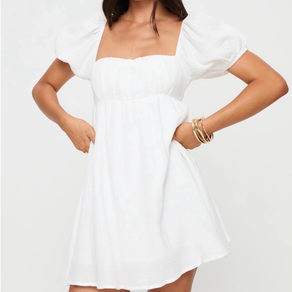 Princess Polly White Puff Sleeve Baby Doll Dress . Size 10. EUC. - Picture 3 of 9